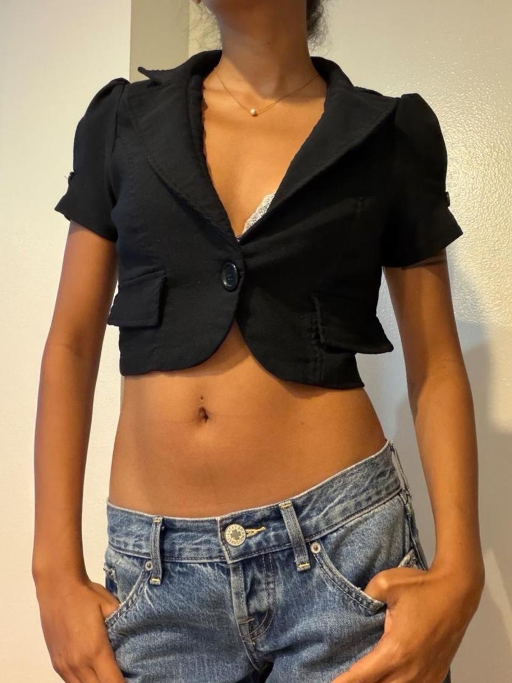 Y2K Black Cropped Blazer Office Siren Grunge